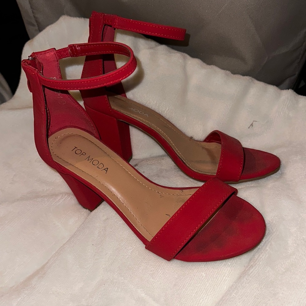 Top Moda- Red Open Toe High Heels
